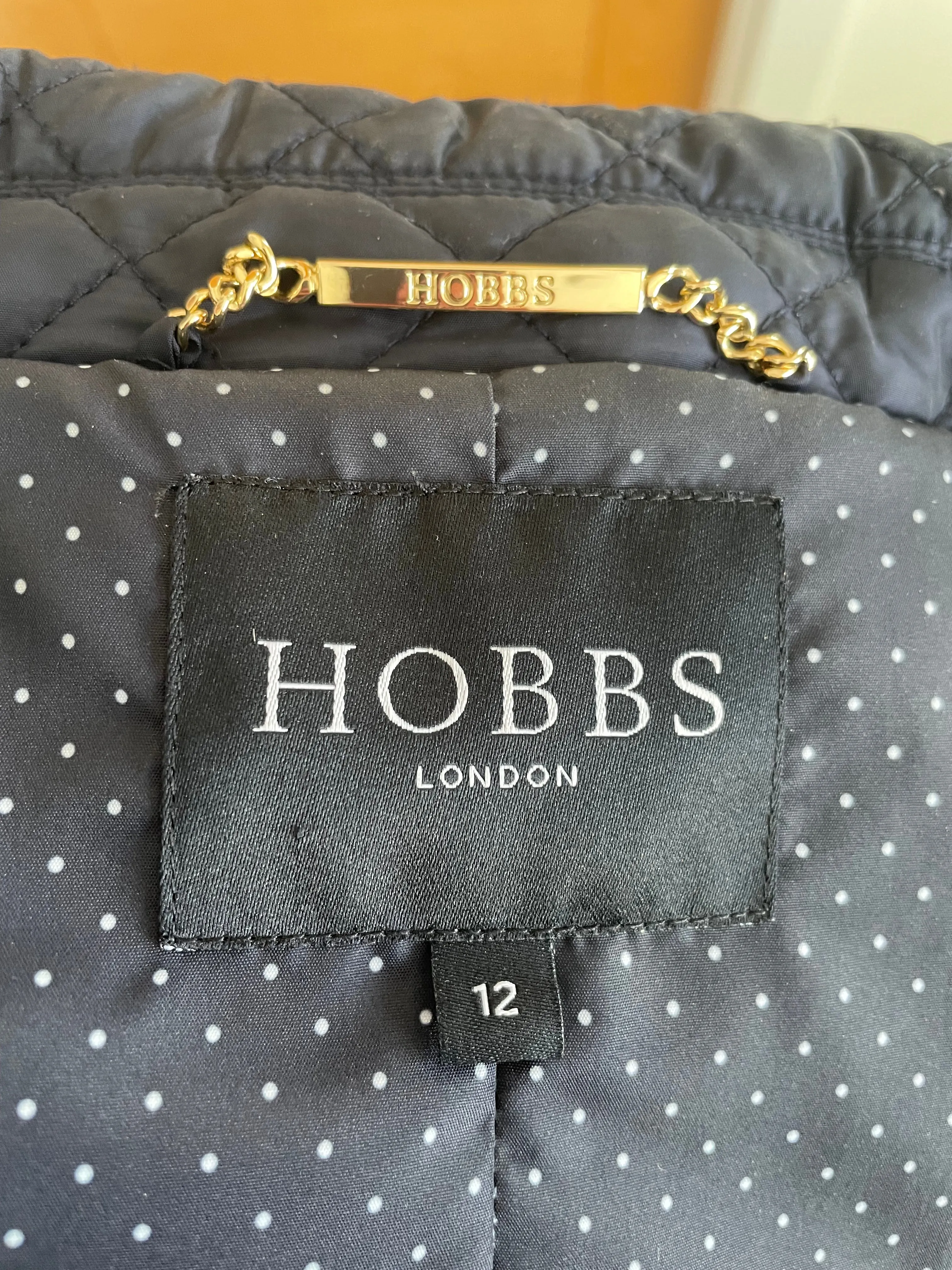 Hobbs Navy Quilted Jacket. NEW. - Size 12