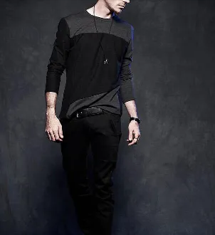 Mens Long Sleeve Shirt Color Block