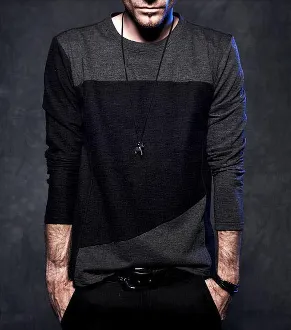 Mens Long Sleeve Shirt Color Block