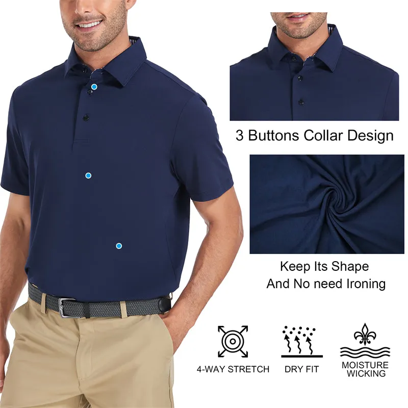 New Performance Fit Short Sleeve Golf Shirt Men Navy