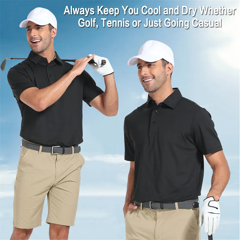 New Performance Fit Short Sleeve Golf Shirt Men Navy