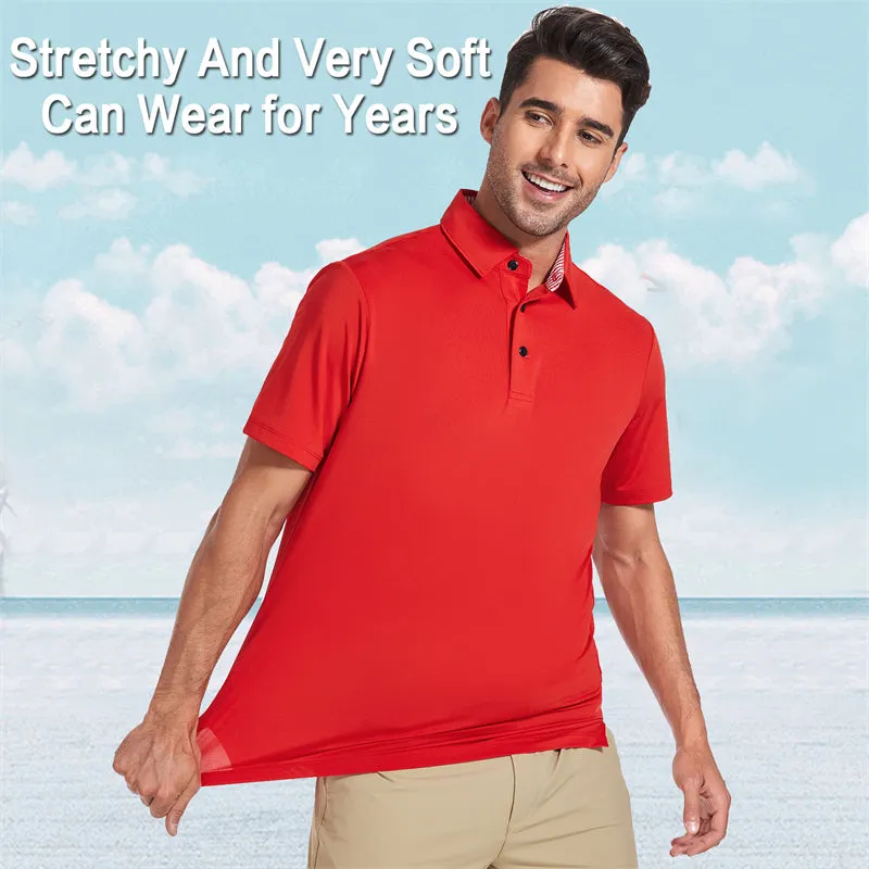 New Performance Fit Short Sleeve Golf Shirt Men Navy
