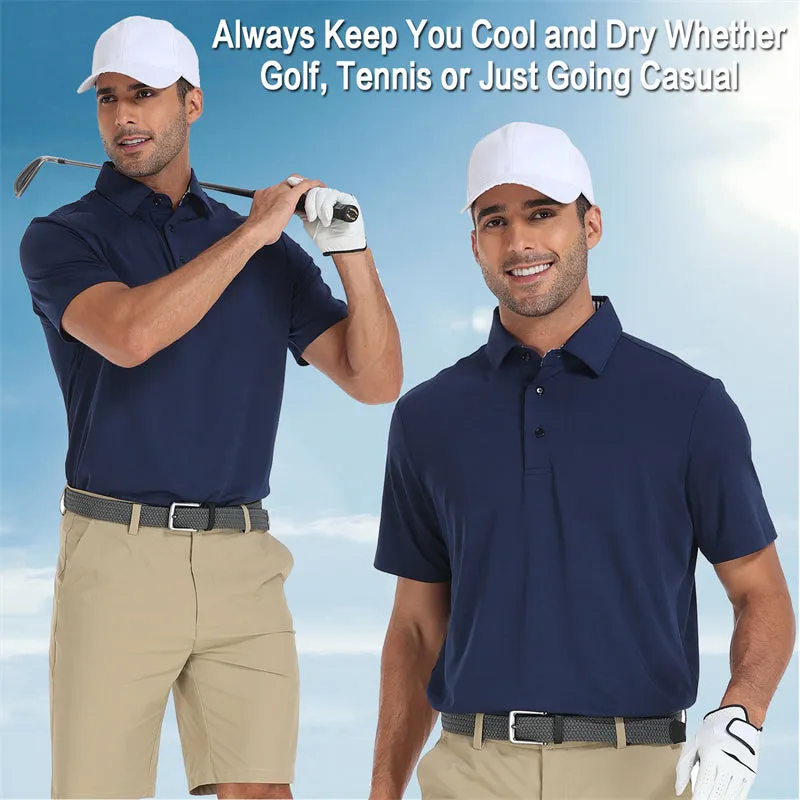 New Performance Fit Short Sleeve Golf Shirt Men Navy